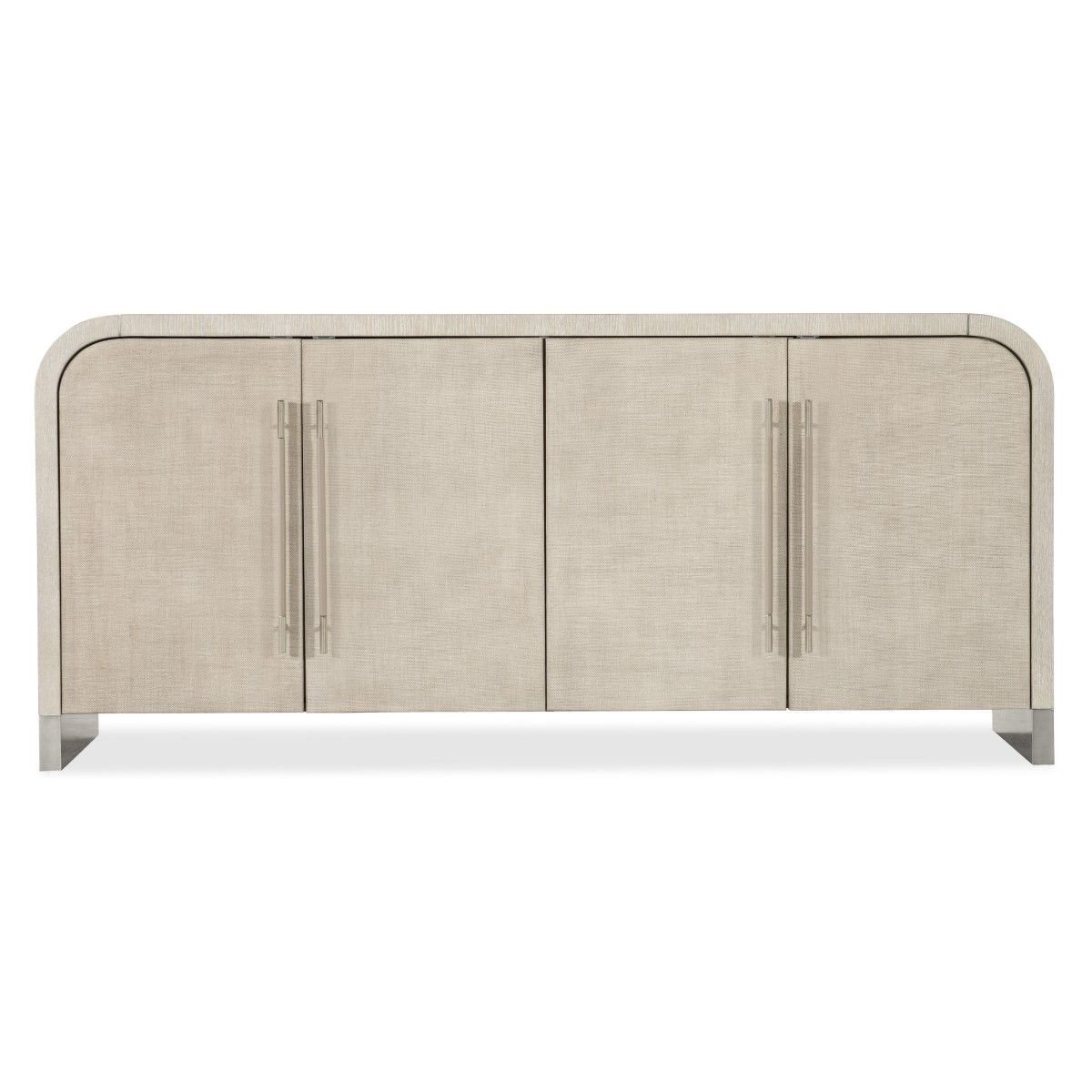 Preview image for Modern Curved Raffia Wrapped Doors Buffet Sideboard in Alabaster Finish 80 inch