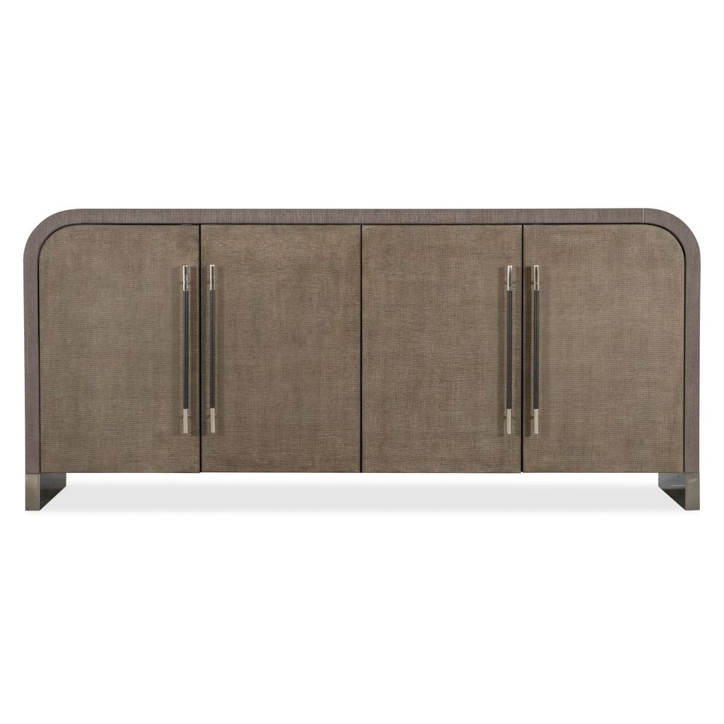 Preview image for Modern Curved Raffia Wrapped Doors Buffet Sideboard in Mink Finish 80 inch