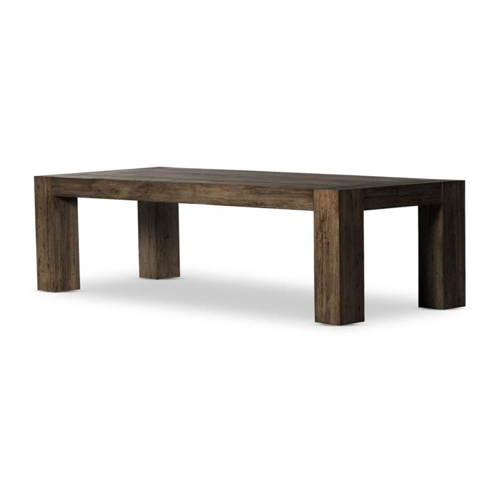Preview image for Chunky Modern Lodge Rectangle Dining Table Oak Wood with Ebony Rustic Wormwood Finish 108 inch