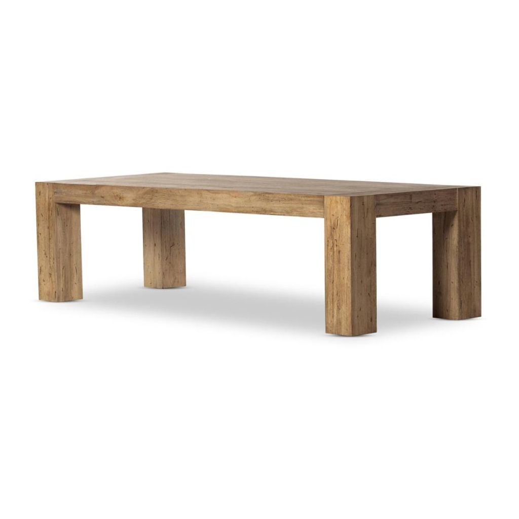 Preview image for Chunky Modern Lodge Rectangle Dining Table Oak Wood with Rustic Wormwood Finish 108 inch