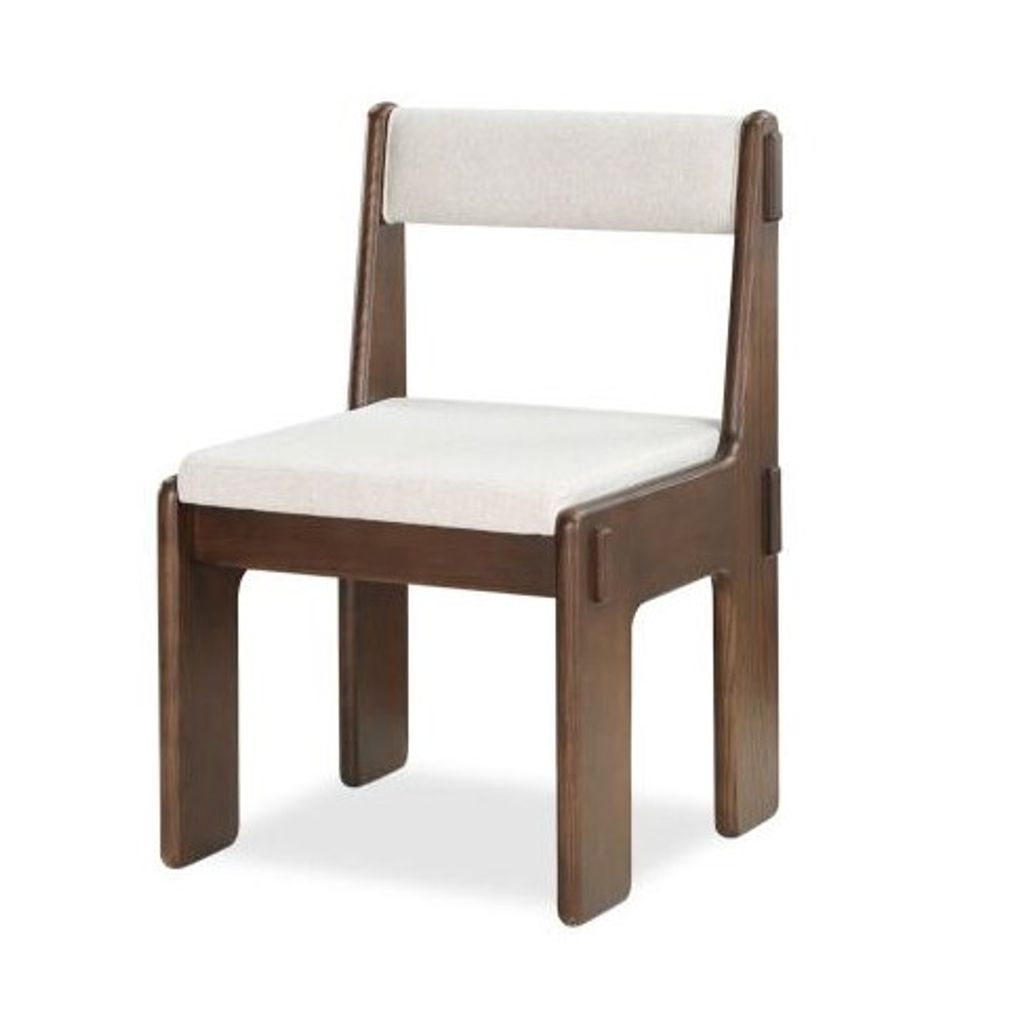 Preview image for Open Back Dining Chair Walnut Stained Ash Wood with Performance Fabric Seat Cushion (Set of 2)