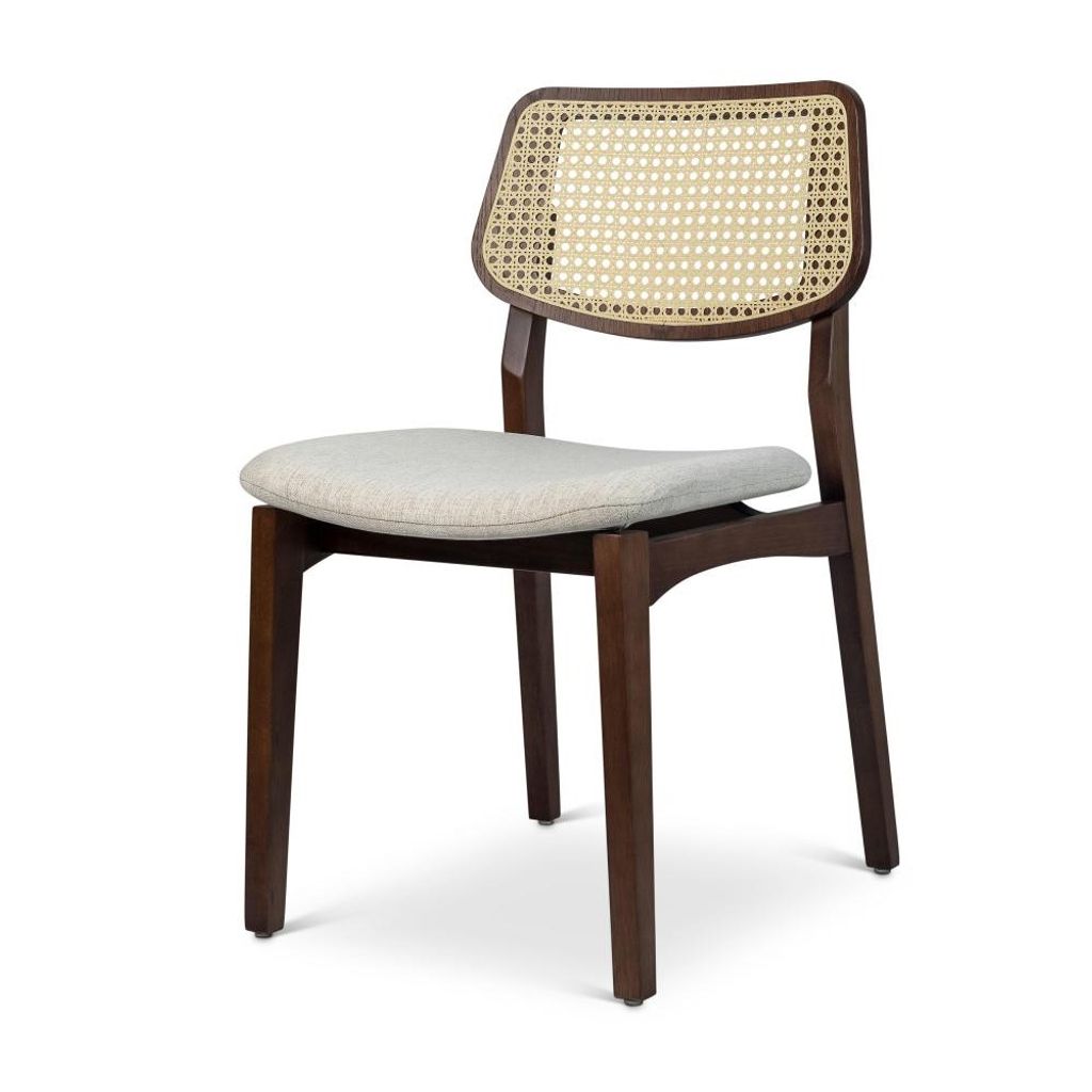 Preview image for Modern Brazilian Light Natural Cane Dining Chair Rounded Back Solid Tauari Wood