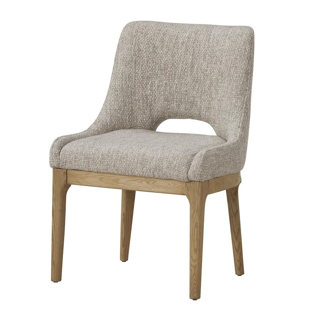 Preview image for Upholstered Armless Dining Chair Frothed Latte Fabric Solid Oak Wood