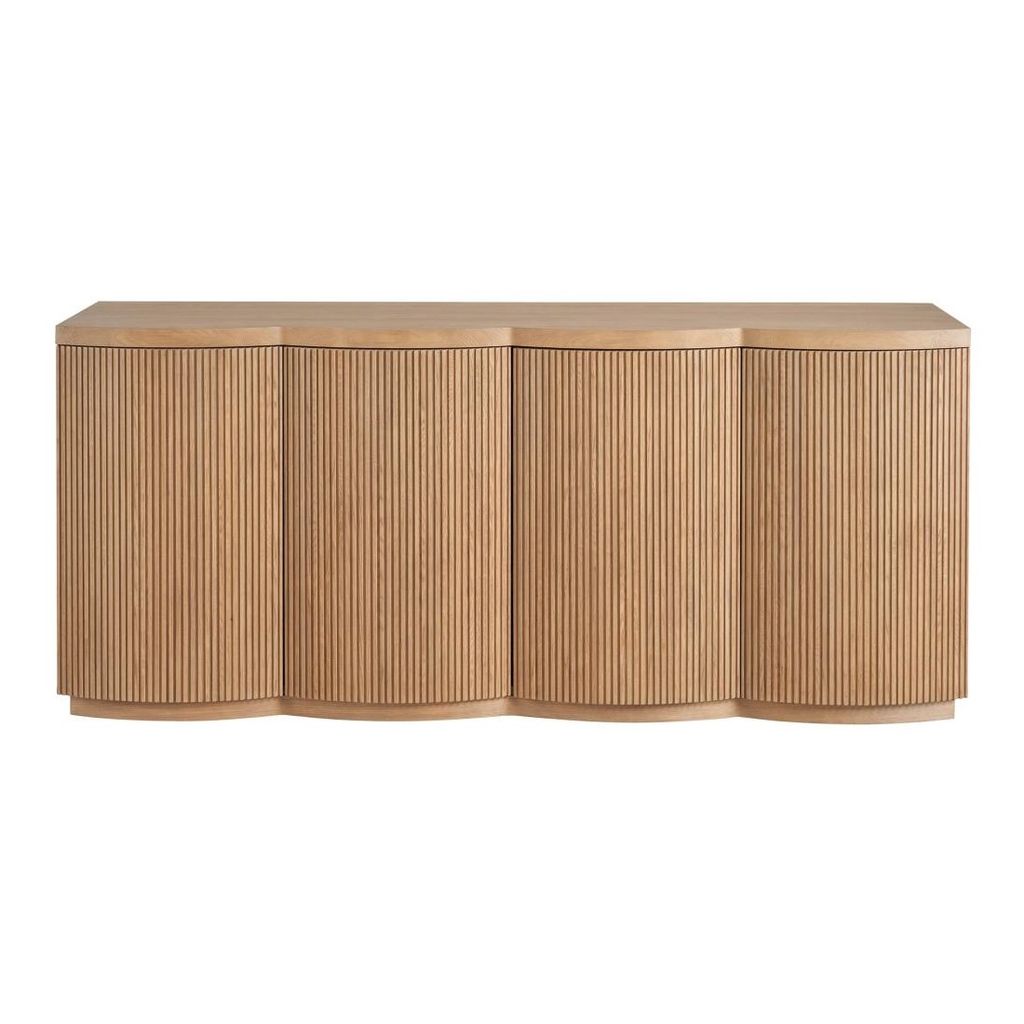 Preview image for Modern Scalloped & Reeded Sideboard Tambour Door Wood Credenza 74 inch