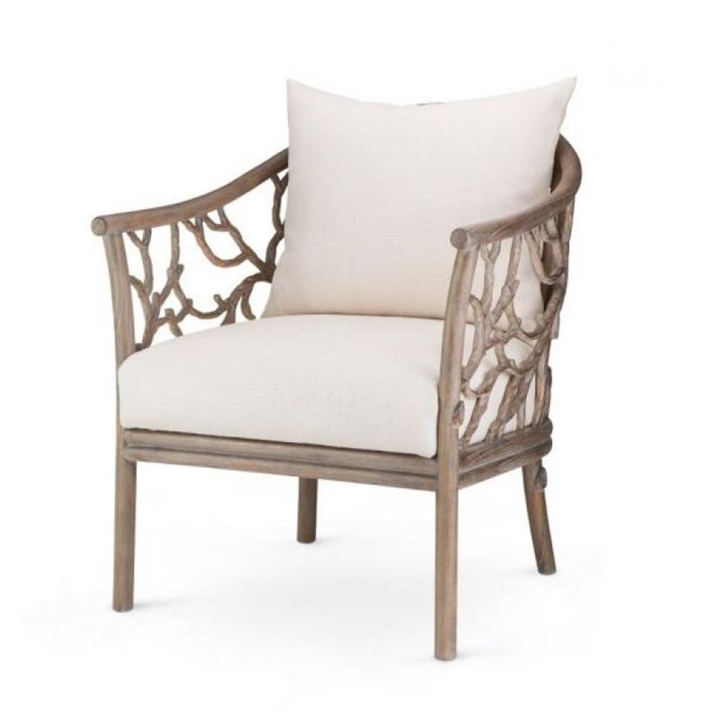 Preview image for Hand Carved Twig and Branch Armchair Accent Chair Solid Mahogany Wood Driftwood Finish