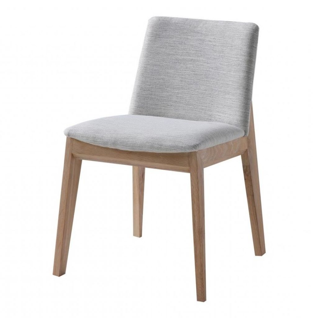 Preview image for Mid Century Style Dining Chair Light Grey Fabric Solid Oak Wood (Set of 2)
