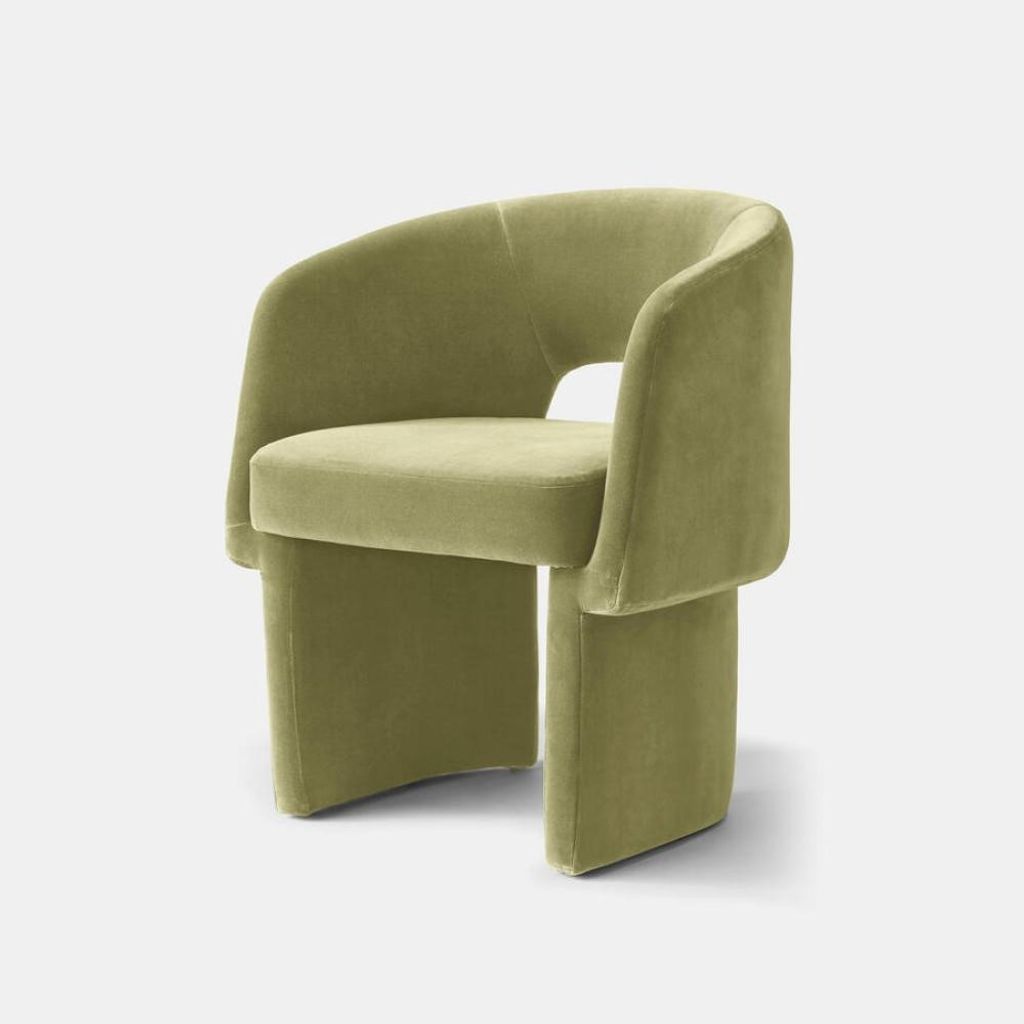Preview image for Curved Cut Out Back Upholstered Tub Dining Chair Lichen Green Velvet