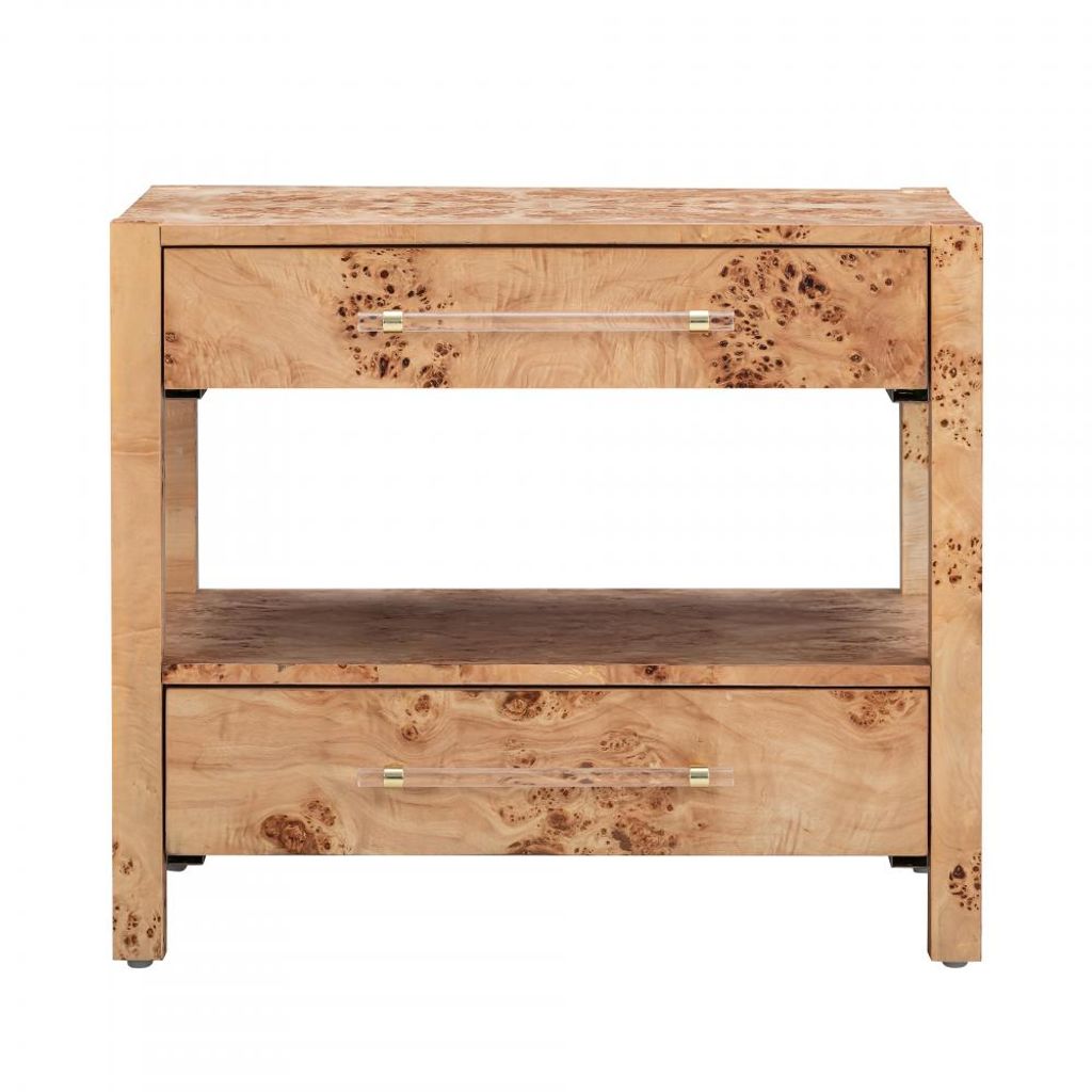 Preview image for Two Drawer Natural Burl Wood Nightstand 26 inch
