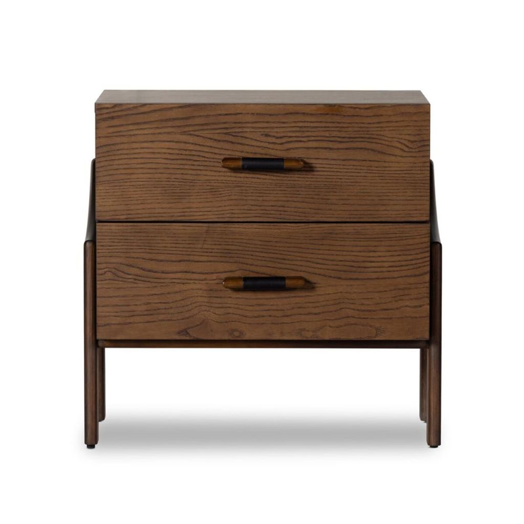Brazilian Mid-Century Style Nightstand Brown Ash Wood 26 inch