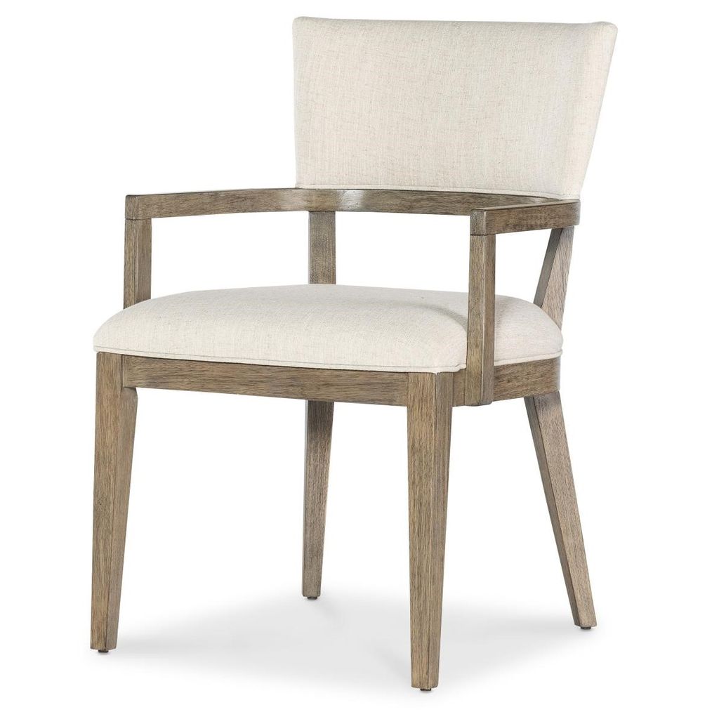 Preview image for Curved Open Back Oatmeal Upholstered Armchair Dining Chair (Set of 2)
