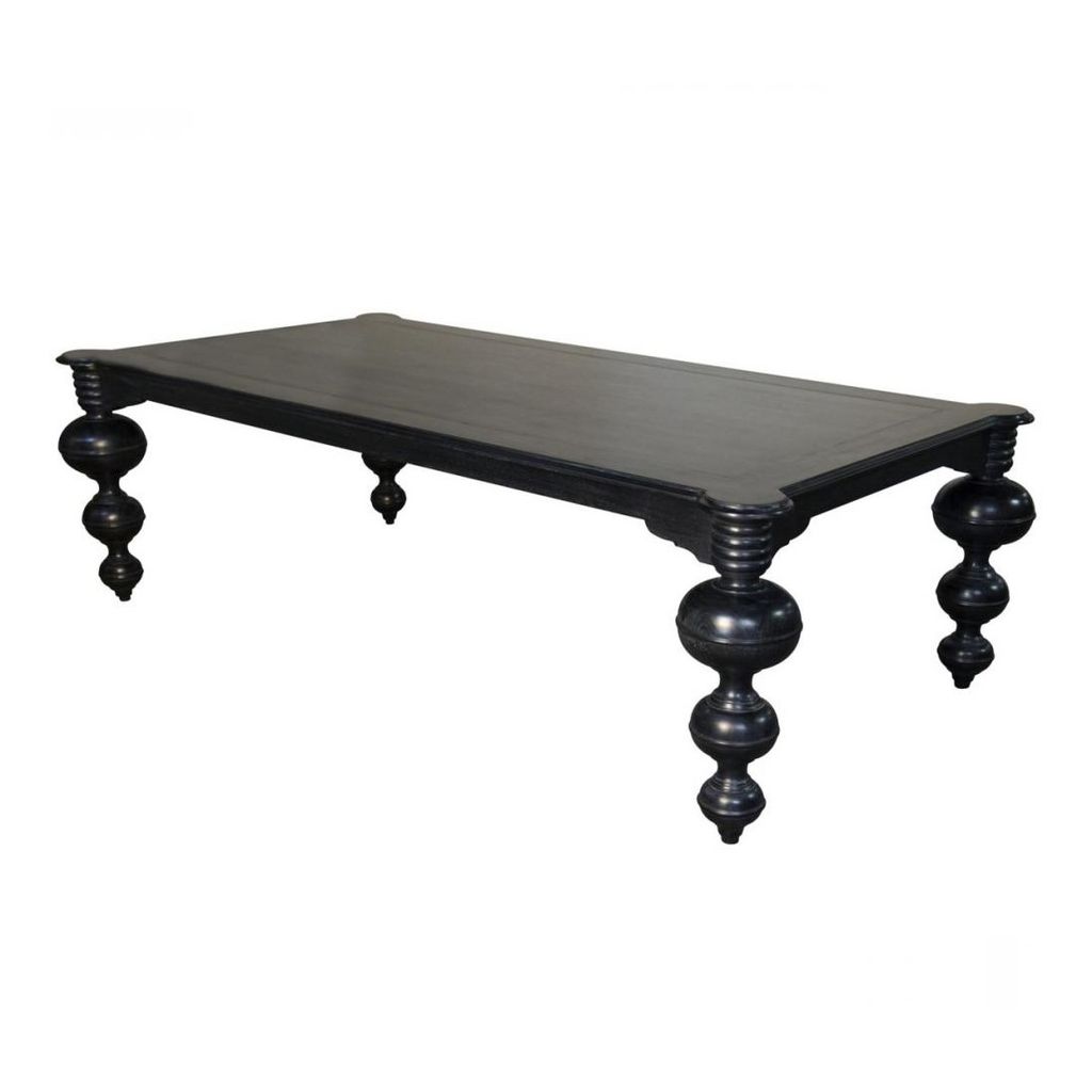 Preview image for Solid Mahogany Wood Black Turned Leg Rectangle Dining Table 99 inch