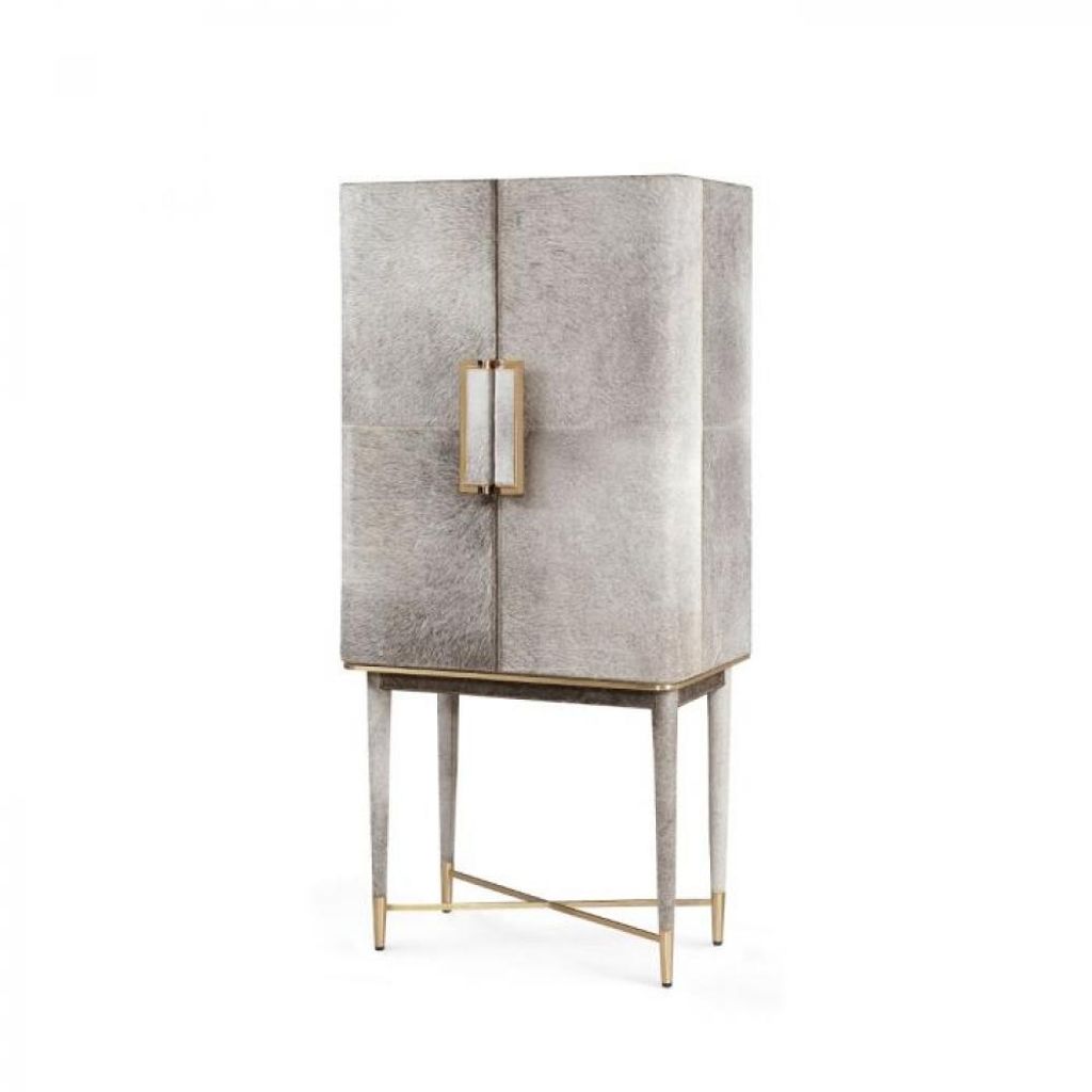 Preview image for Modern Glam Gray Hair-on-Hide Leather Luxury Bar Cabinet 28 inch