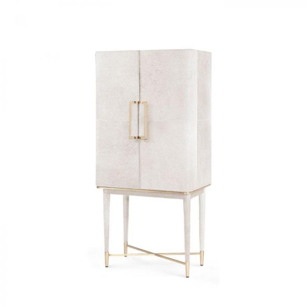 Preview image for Modern Glam White Hair-on-Hide Leather Luxury Bar Cabinet 28 inch