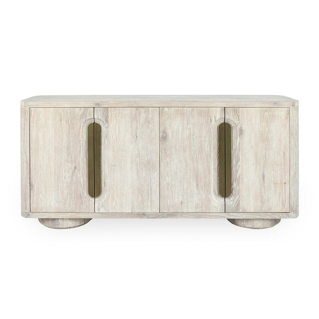 Preview image for Coastal Beach 4 Door Buffet Sideboard Light Wash Oak Wood 74 inch