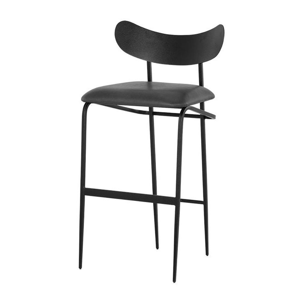 Preview image for Mid-Century Modern Dark Gray Faux Leather & Black Steel Bar Stool