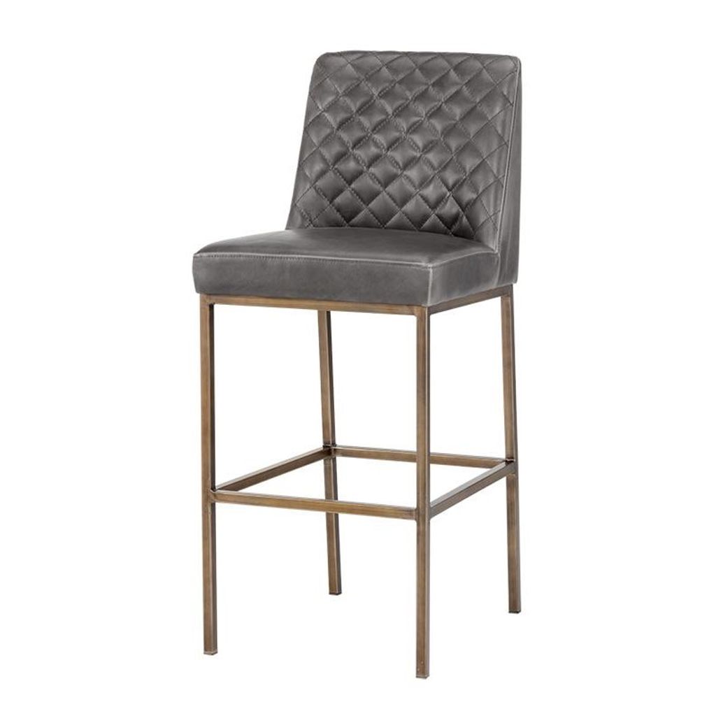 Preview image for Vintage Tavern Style Diamond Quilted Grey Faux Leather Armless Bar Stool