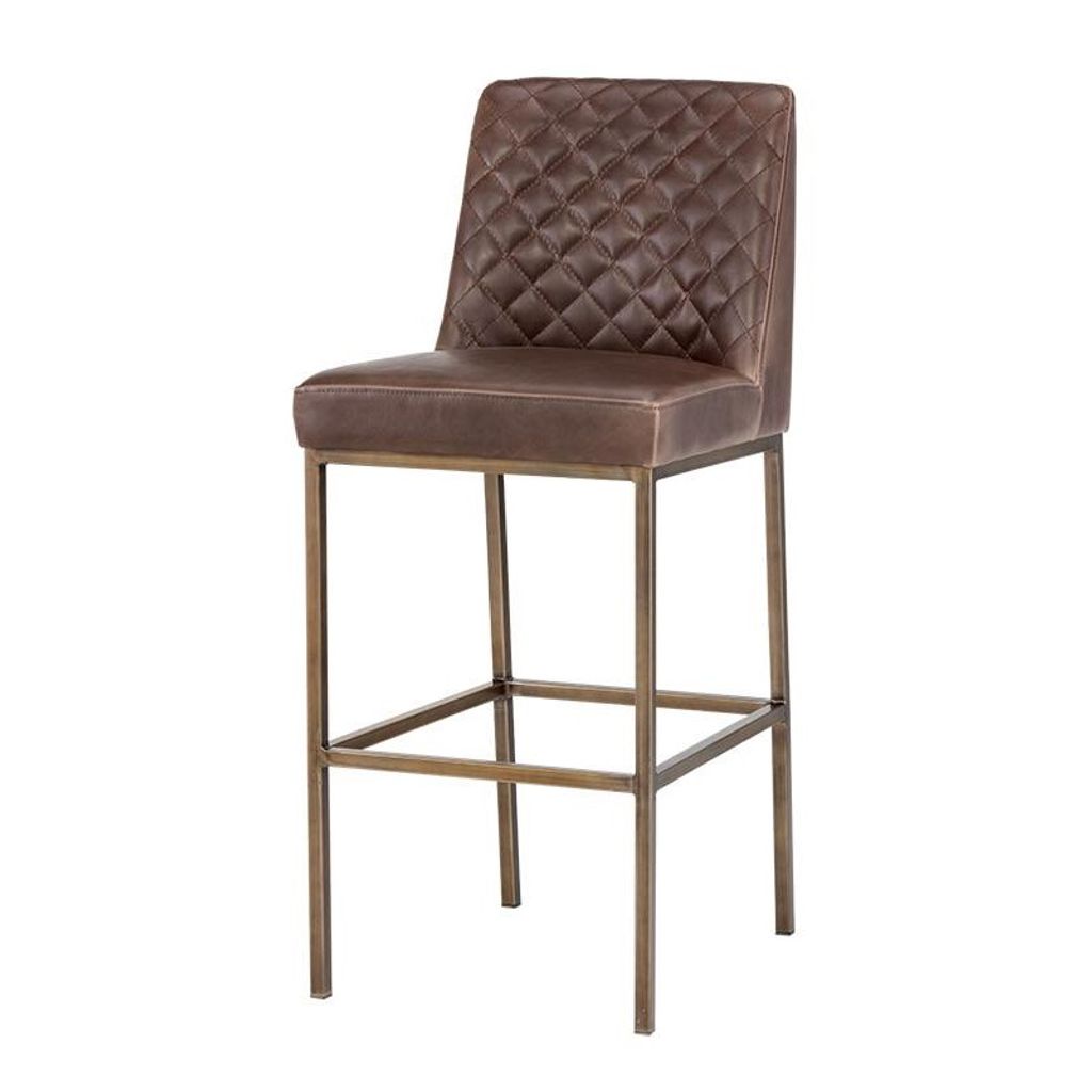 Preview image for Vintage Tavern Style Diamond Quilted Dark Brown Faux Leather Armless Bar Stool