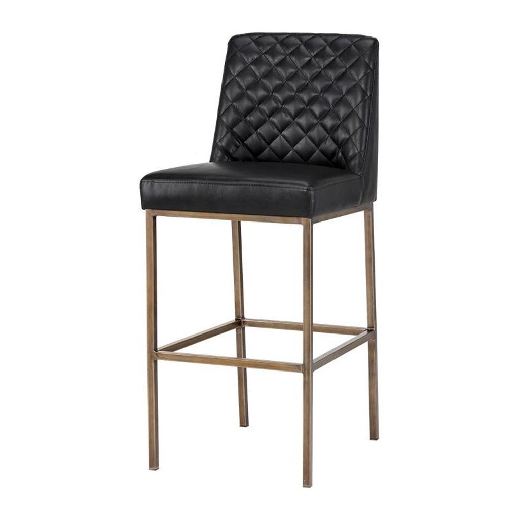Preview image for Vintage Tavern Style Diamond Quilted Black Faux Leather Armless Bar Stool