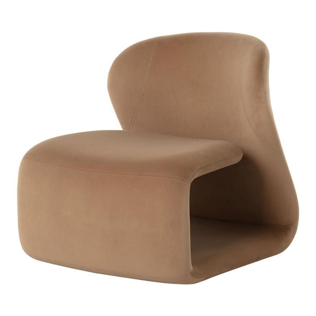 Preview image for Sculptural Contemporary Light Brown Camel Armless Accent Lounge Chair