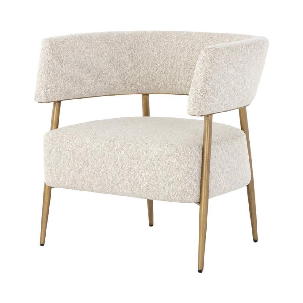 Preview image for Contemporary Barrel Back Lounge Chair Dove Cream & Brass Legs