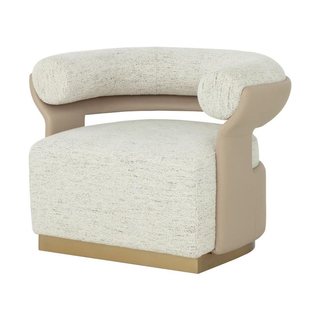 Preview image for Two Tone Off White & Beige Faux Leather Contemporary Swivel Lounge Chair