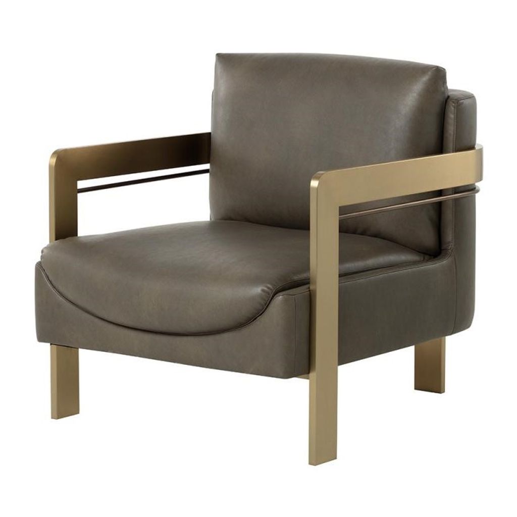 Preview image for Modern Curved Metal Frame Lounge Chair Armchair Ash Faux Leather