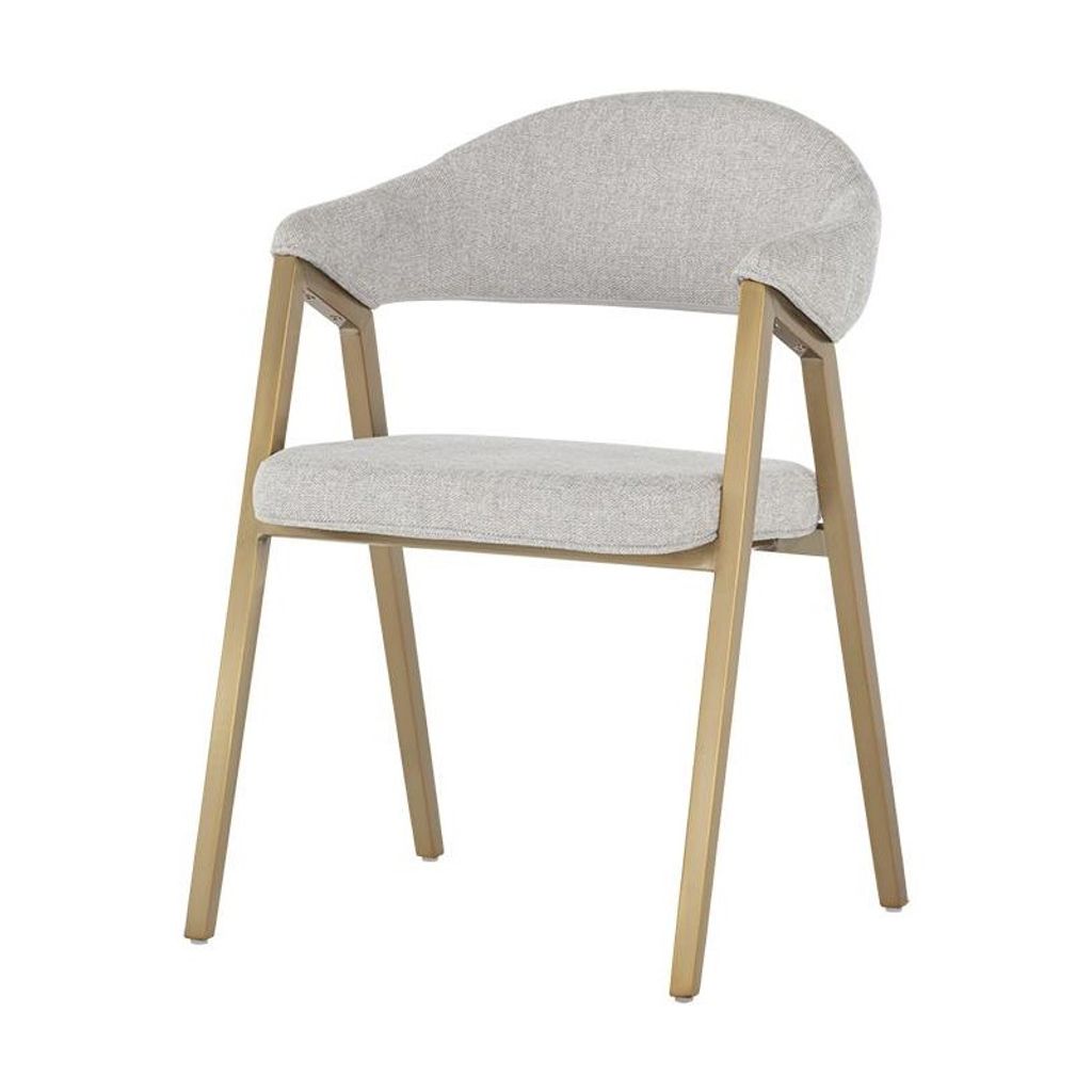 Preview image for Heather Grey & Brushed Gold Dining Chair Channel Tufted Armchair