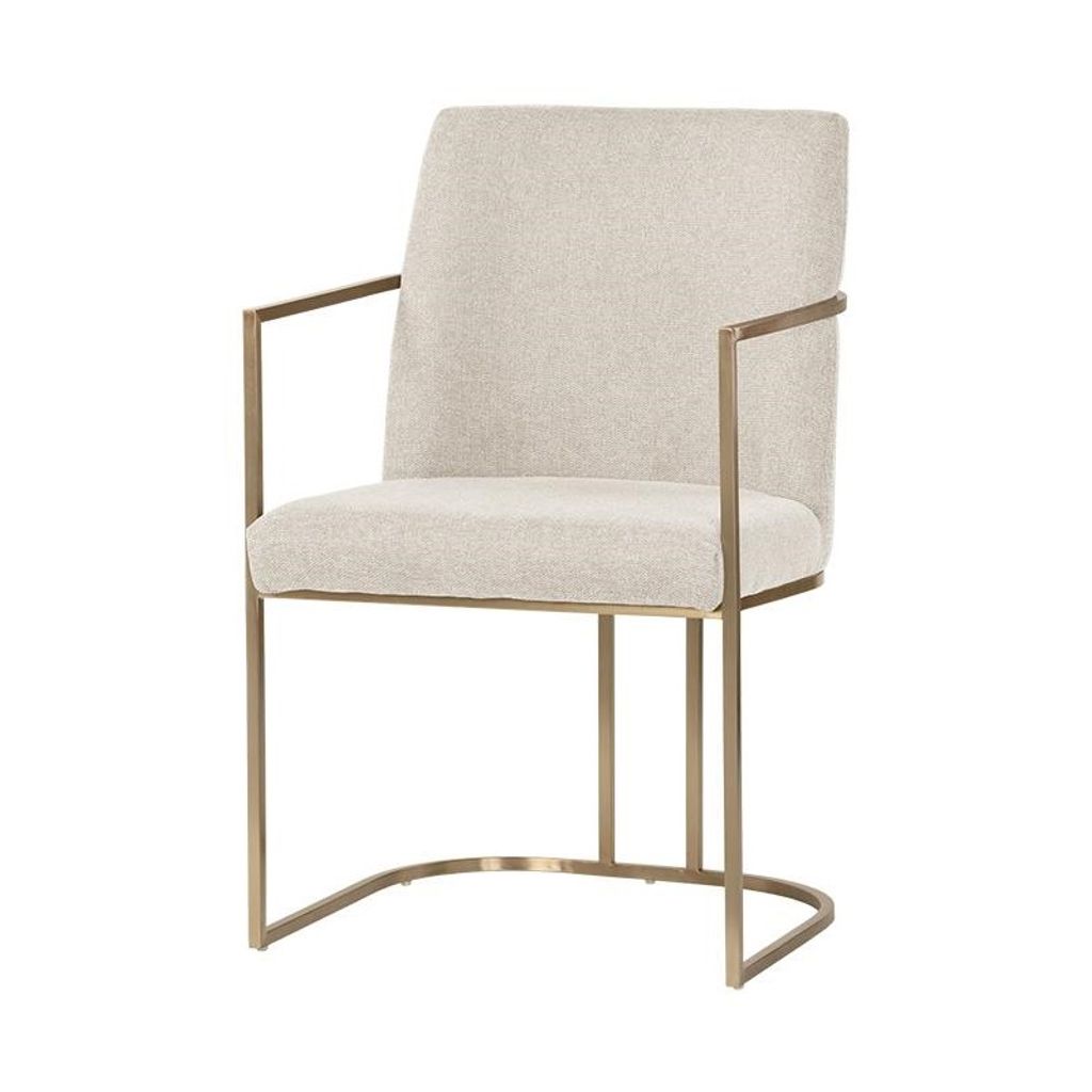 Preview image for Oatmeal Neutral Fabric & Brass Frame Dining Chair Armchair