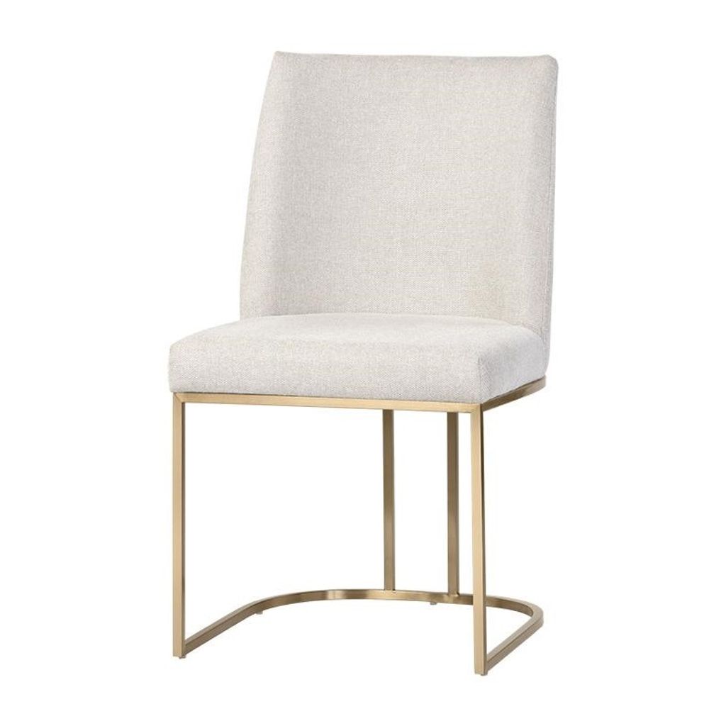 Preview image for Oatmeal Neutral Fabric & Brass Frame Dining Chair (Set of 2)
