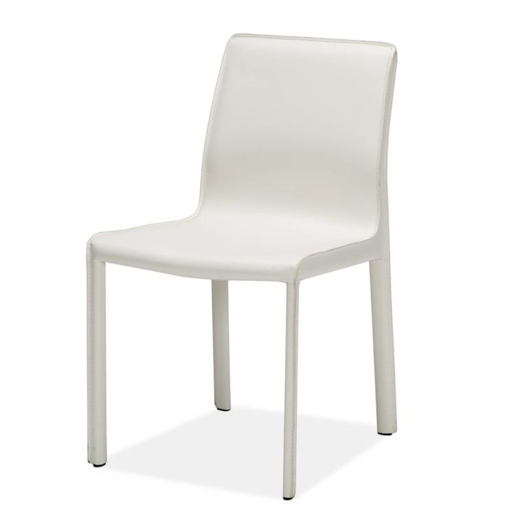 Preview image for Modern Minimalist White Leather Dining Chair (Set of 2)