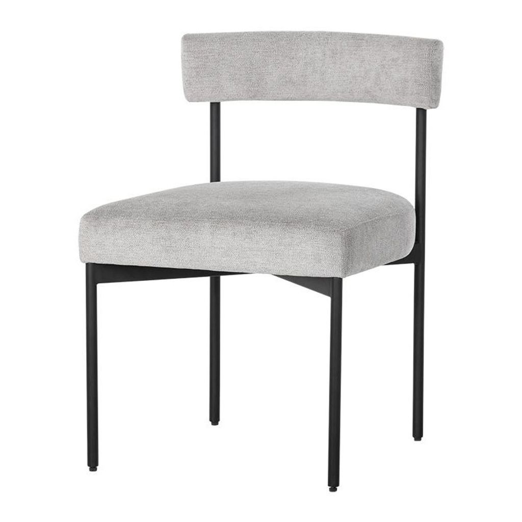 Preview image for Stone Gray Curved Open Back Armless Dining Chair Black Metal Frame (Set of 2)