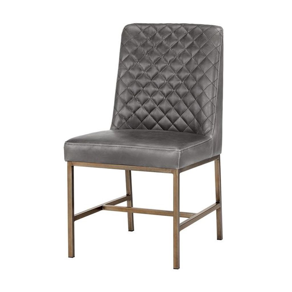 Preview image for Diamond Quilted Grey Faux Leather Armless Dining Chair (Set of 2)