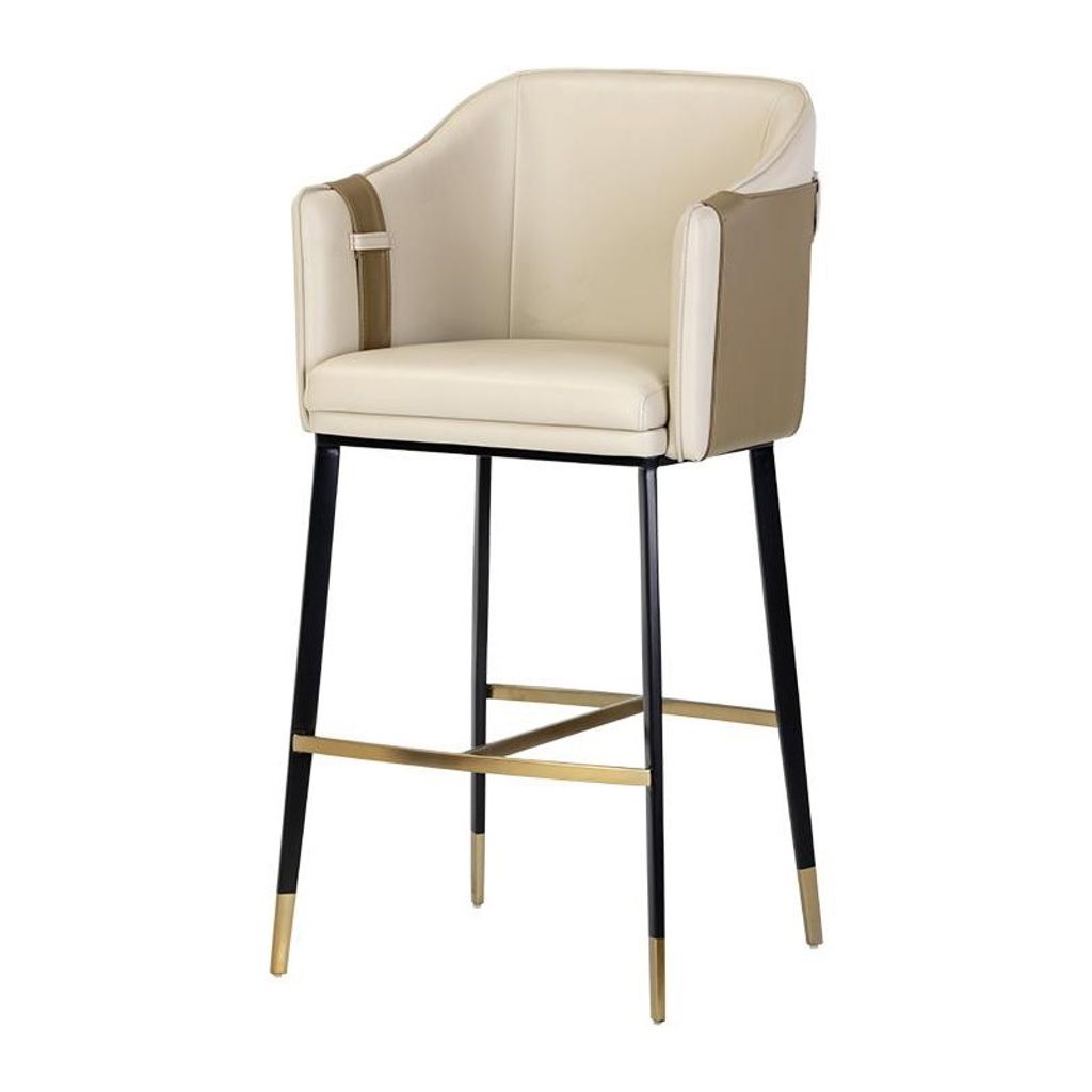 Preview image for Two Tone Beige & Tan Faux Leather Barrel Back Bar Stool
