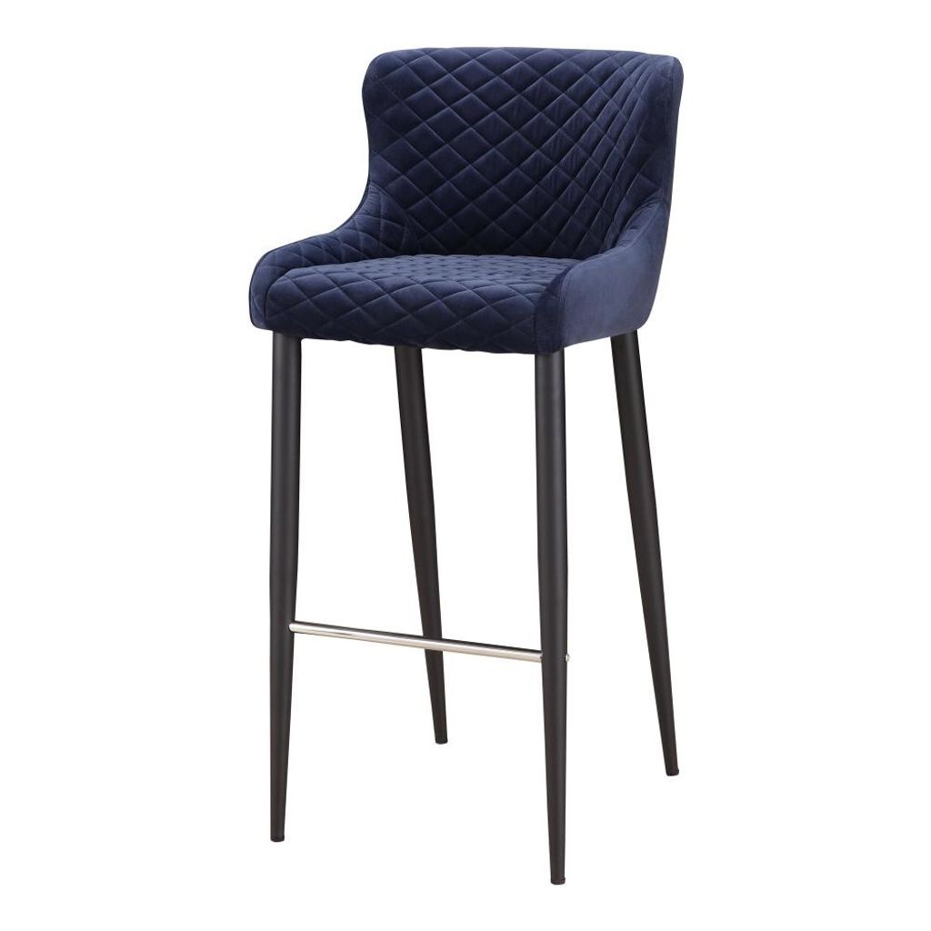 Preview image for Navy Blue Velvet Diamond Tufted Bar Stool