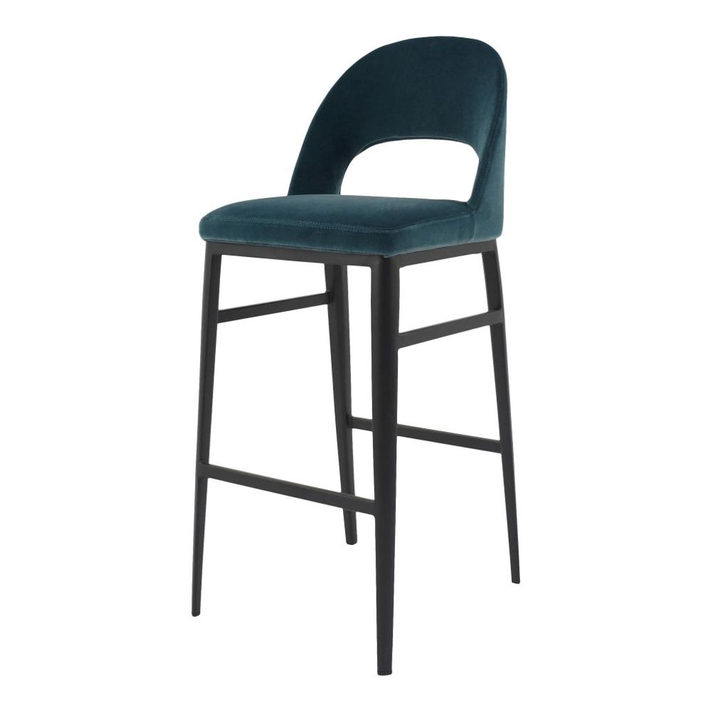 Preview image for Modern Glam Teal Velvet Cut Out Back Bar Stool