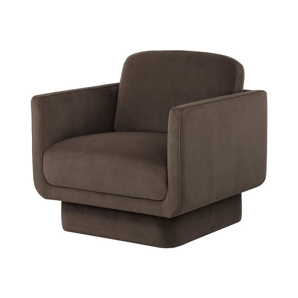 Preview image for Modern U-Shaped Brown Velvet Pedestal Lounge Chair Armchair