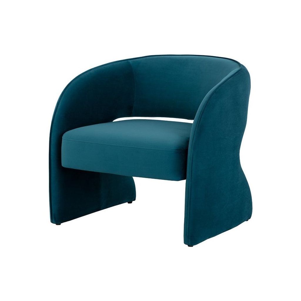 Preview image for Modern Curved Cut Out Back Teal Velvet Lounge Chair