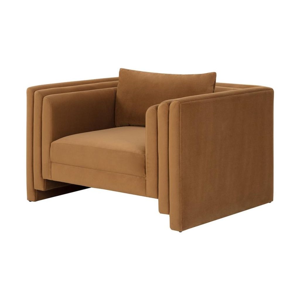 Preview image for Modern Geometric Stacked Arms Gold Fabric Lounge Chair