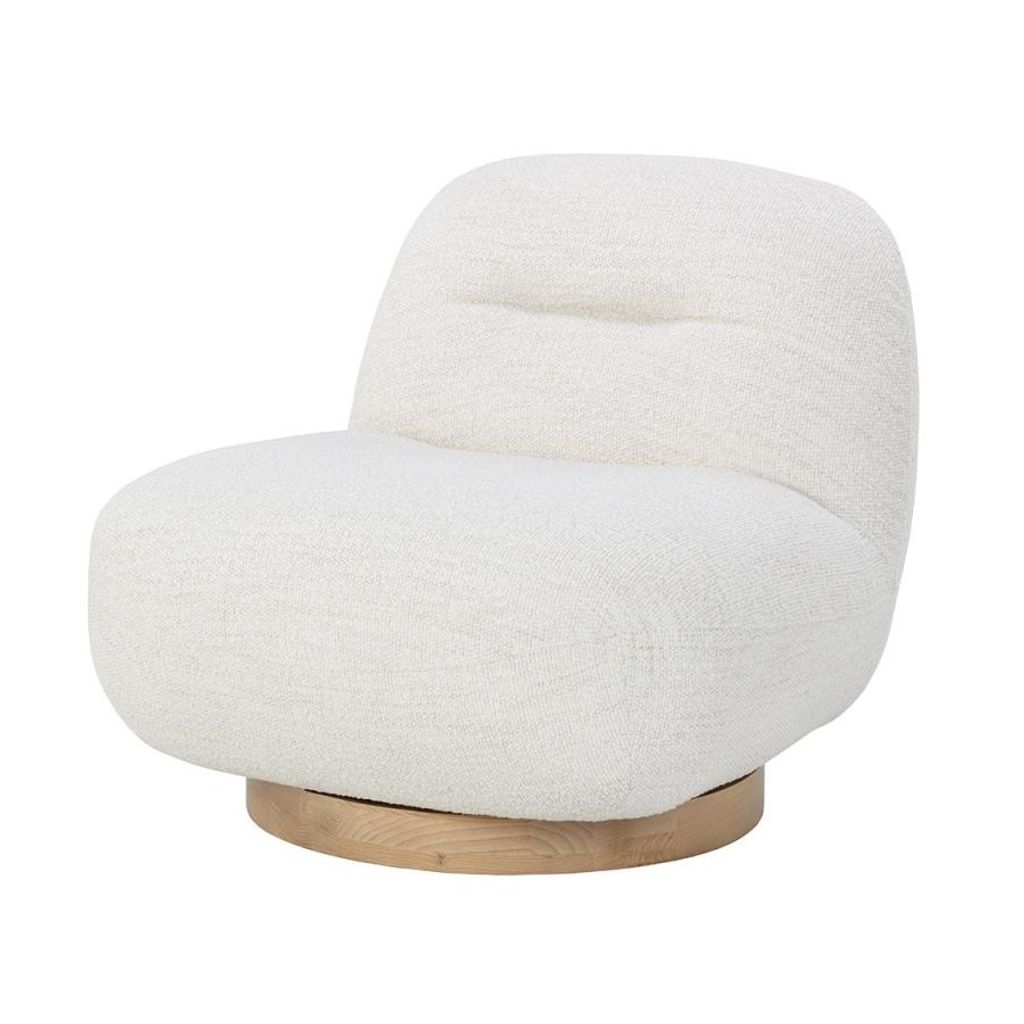 Preview image for Minimalist Pearl Fabric Armless Swivel Lounge Chair