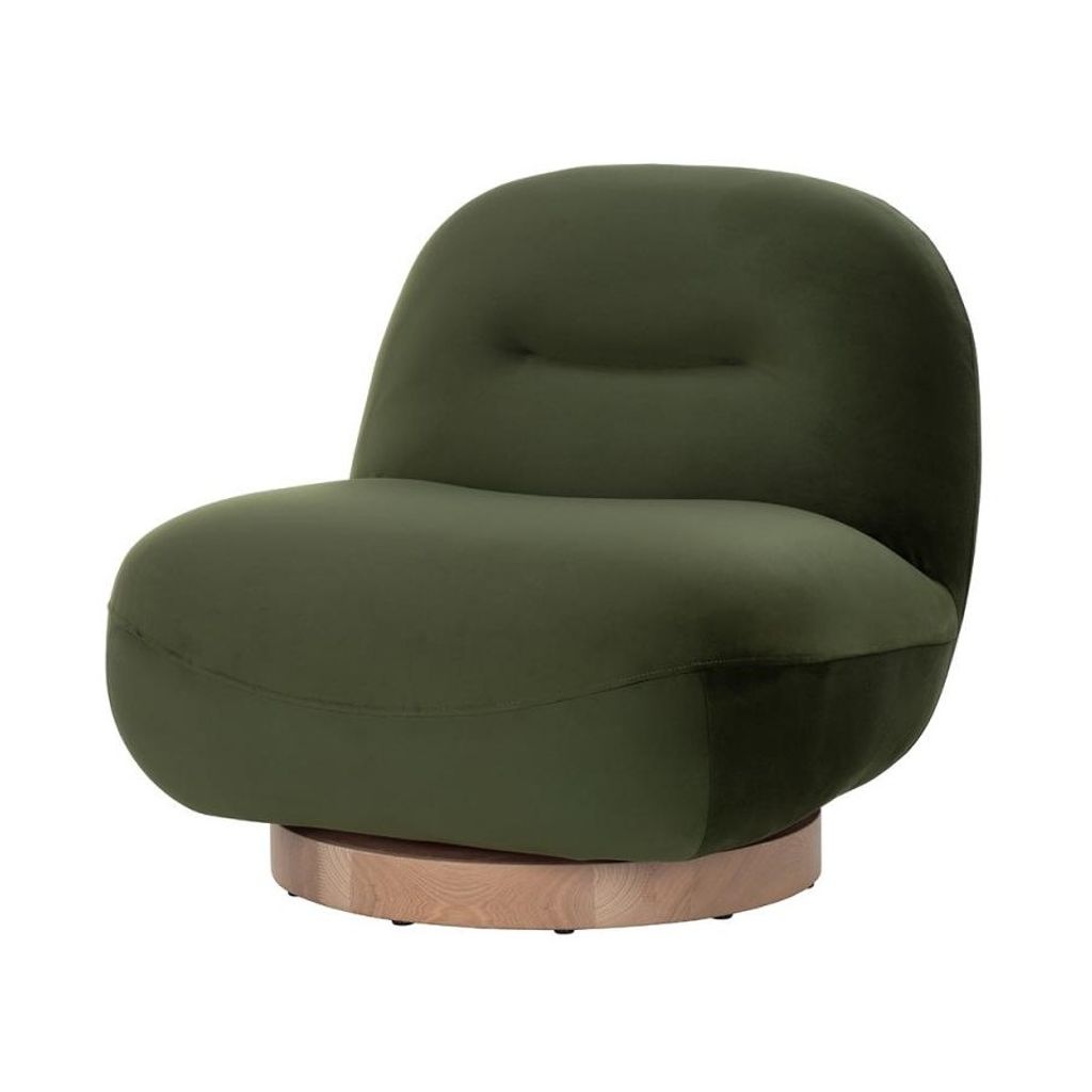 Preview image for Minimalist Moss Green Fabric Armless Swivel Lounge Chair