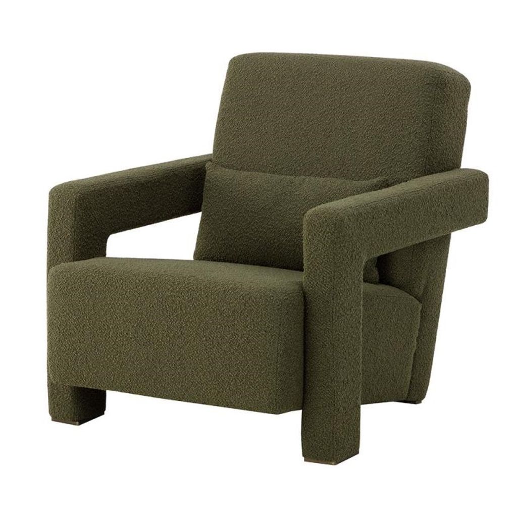 Preview image for Postmodern Style Olive Green Fully Upholstered Lounge Chair Armchair