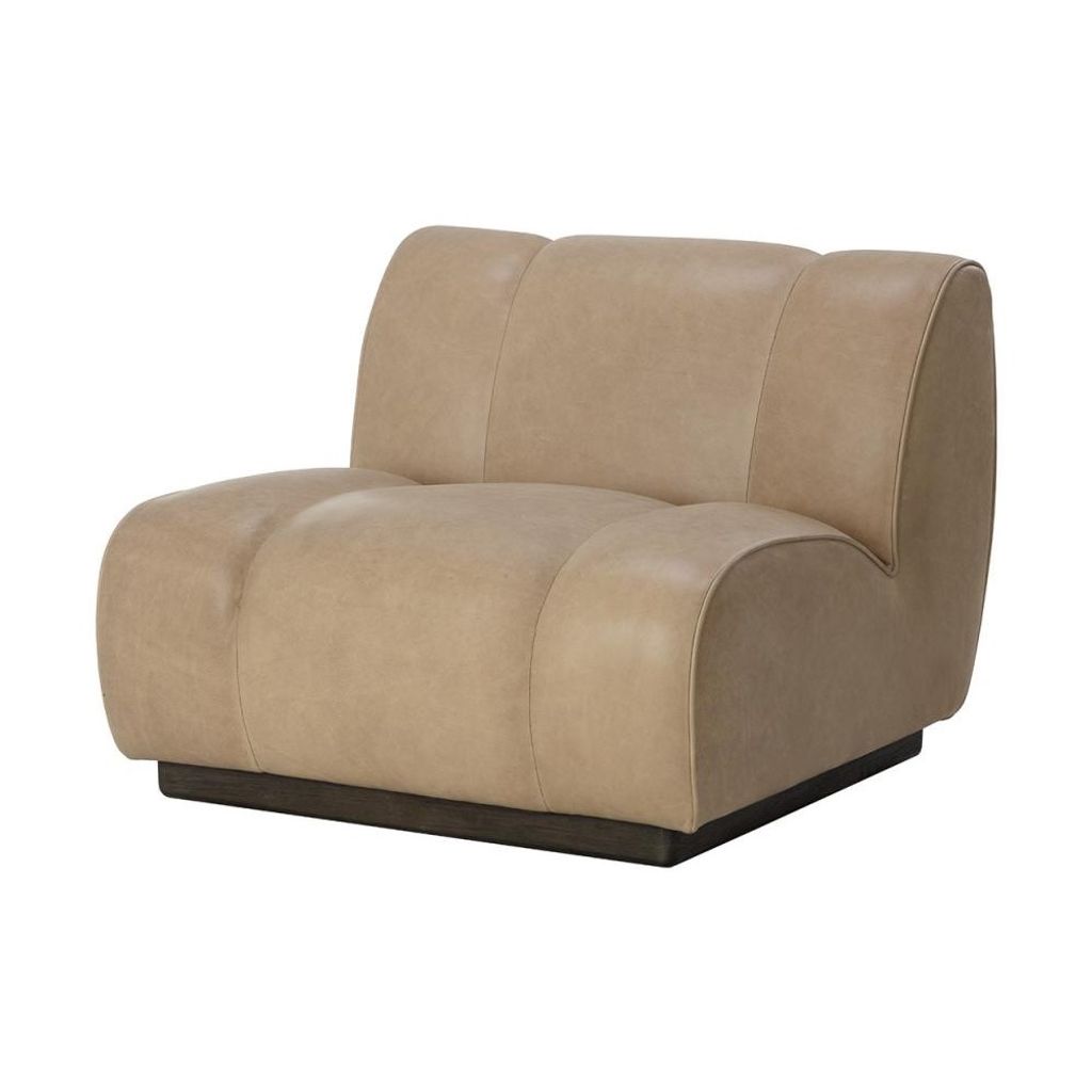 Preview image for Sand Brown Leather Armless Slipper Swivel Lounge Chair