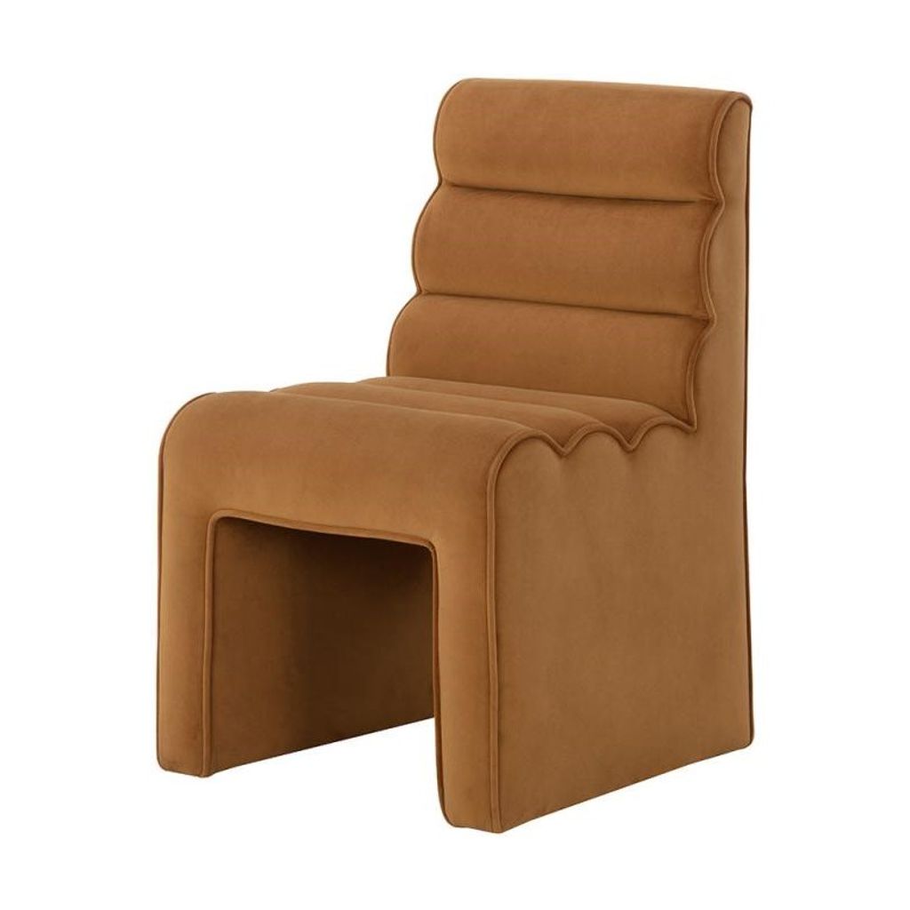 Preview image for Modern Channel Tufted Gold Velvet Armless Dining Chair
