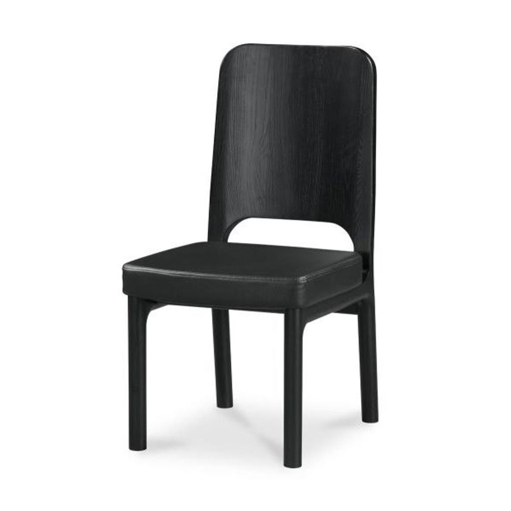 Preview image for Black Vegan Leather & Solid Ash Wood Curved Back Armless Dining Chair (Set of Two)