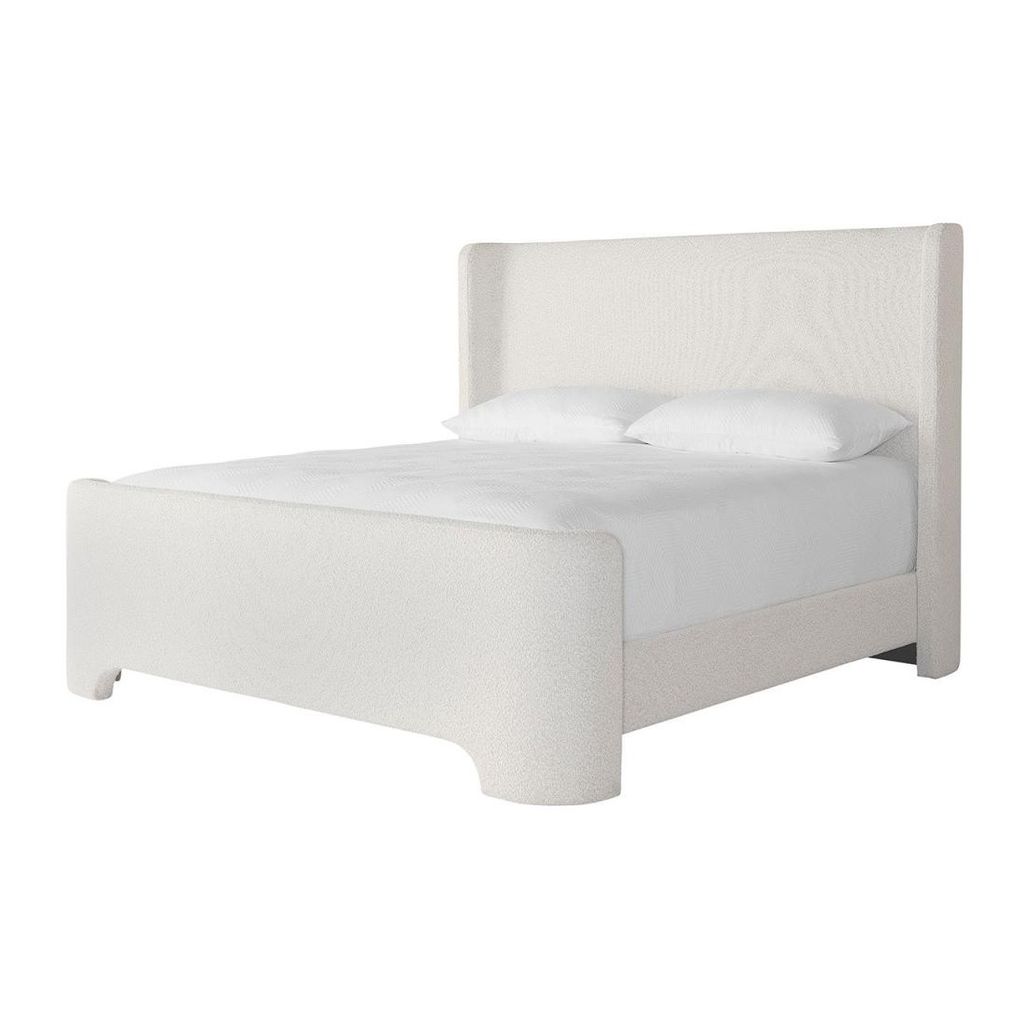 Preview image for Cream Boucle Fabric Fully Upholstered Curved Wingback King Bed Frame