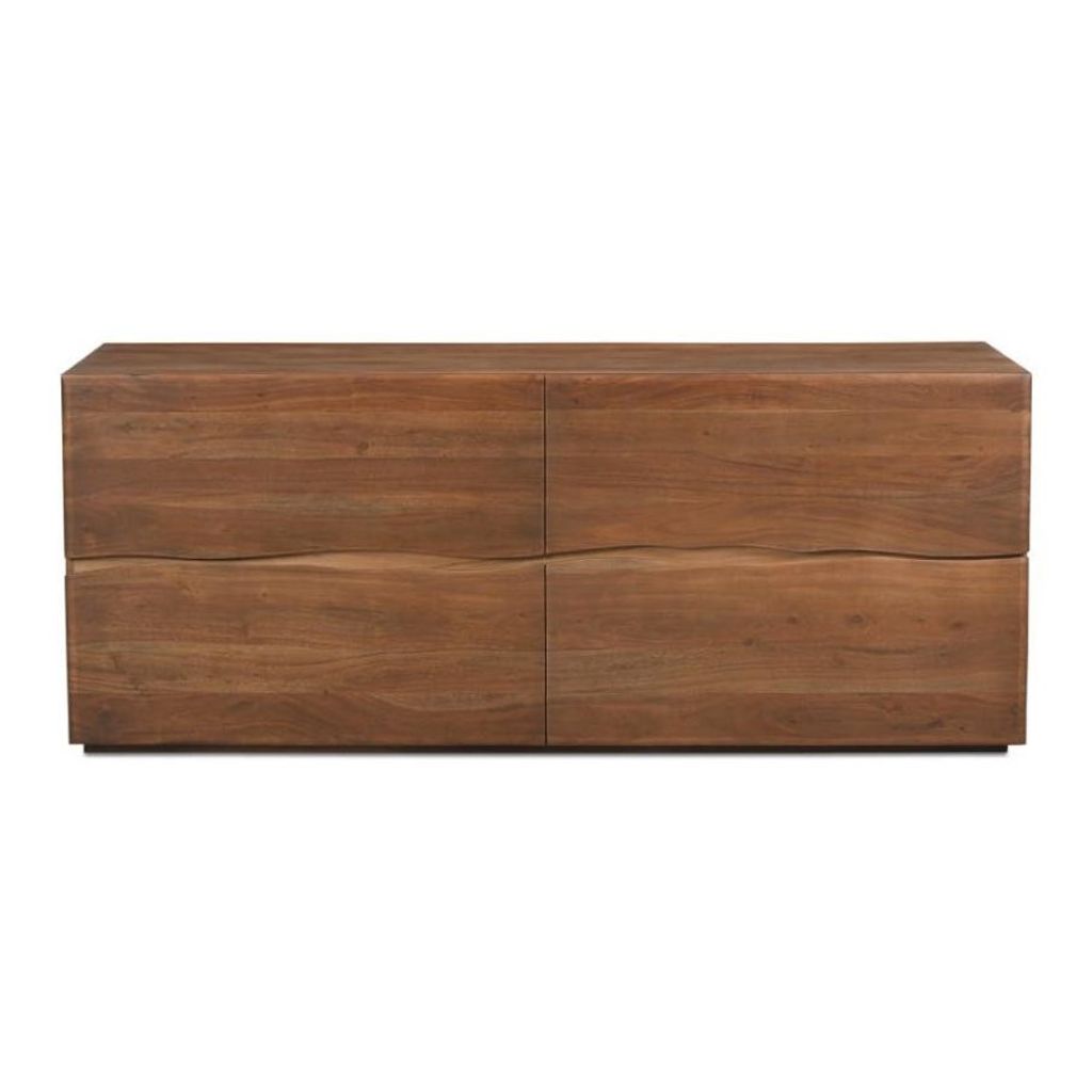 Preview image for Rustic Lodge Live Edge 4 Drawer Brown Acacia Wood Double Dresser 70 inch
