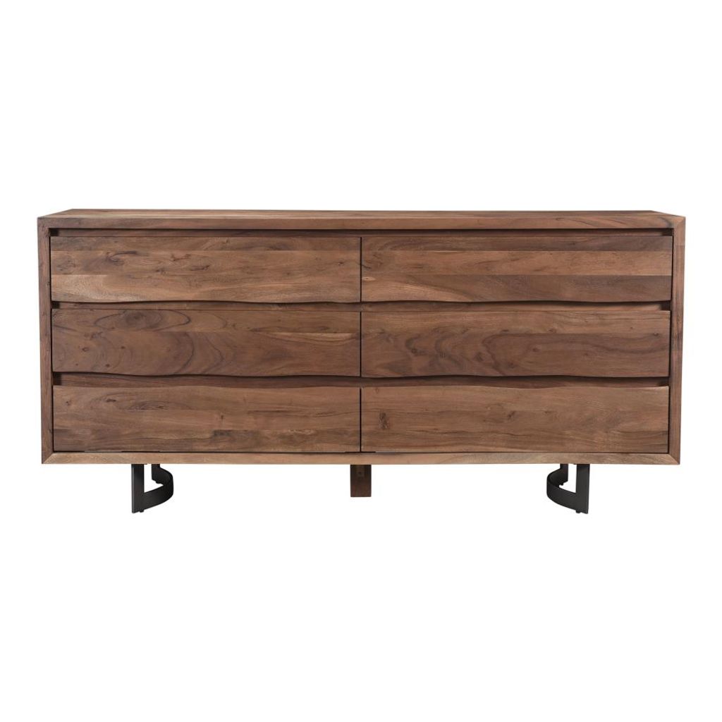 Preview image for Rustic Lodge Live Edge Brown Solid Acacia Wood 6 Drawer Double Dresser 72 inch
