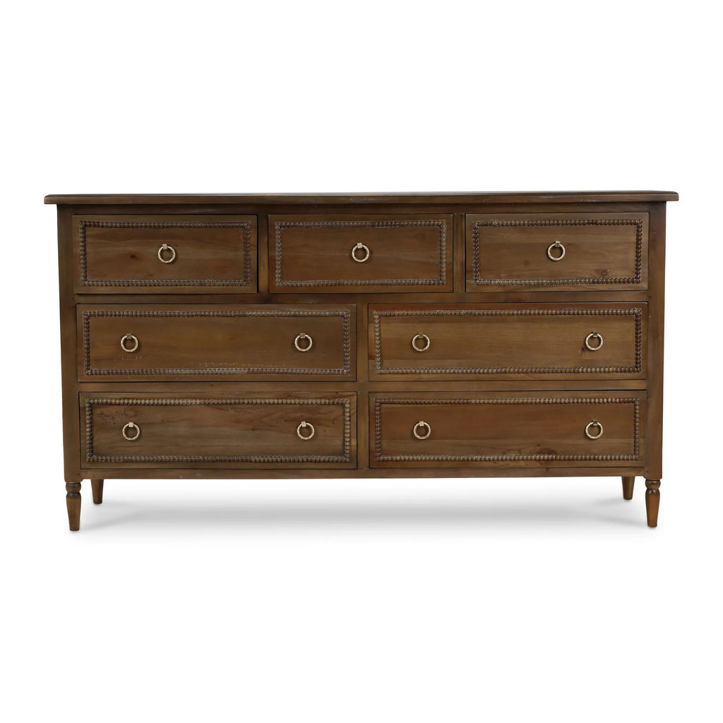 Preview image for Traditional Brown 7 Drawer Solid Wood Double Dresser 72 inch