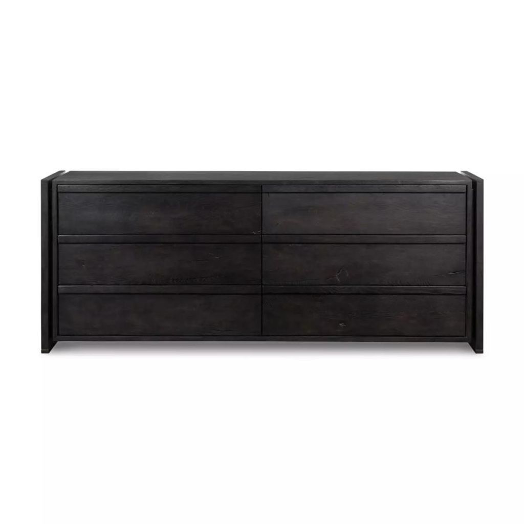 Preview image for Dark Espresso Brown Solid Reclaimed French Oak Wood 6 Drawer Double Dresser 75 inch