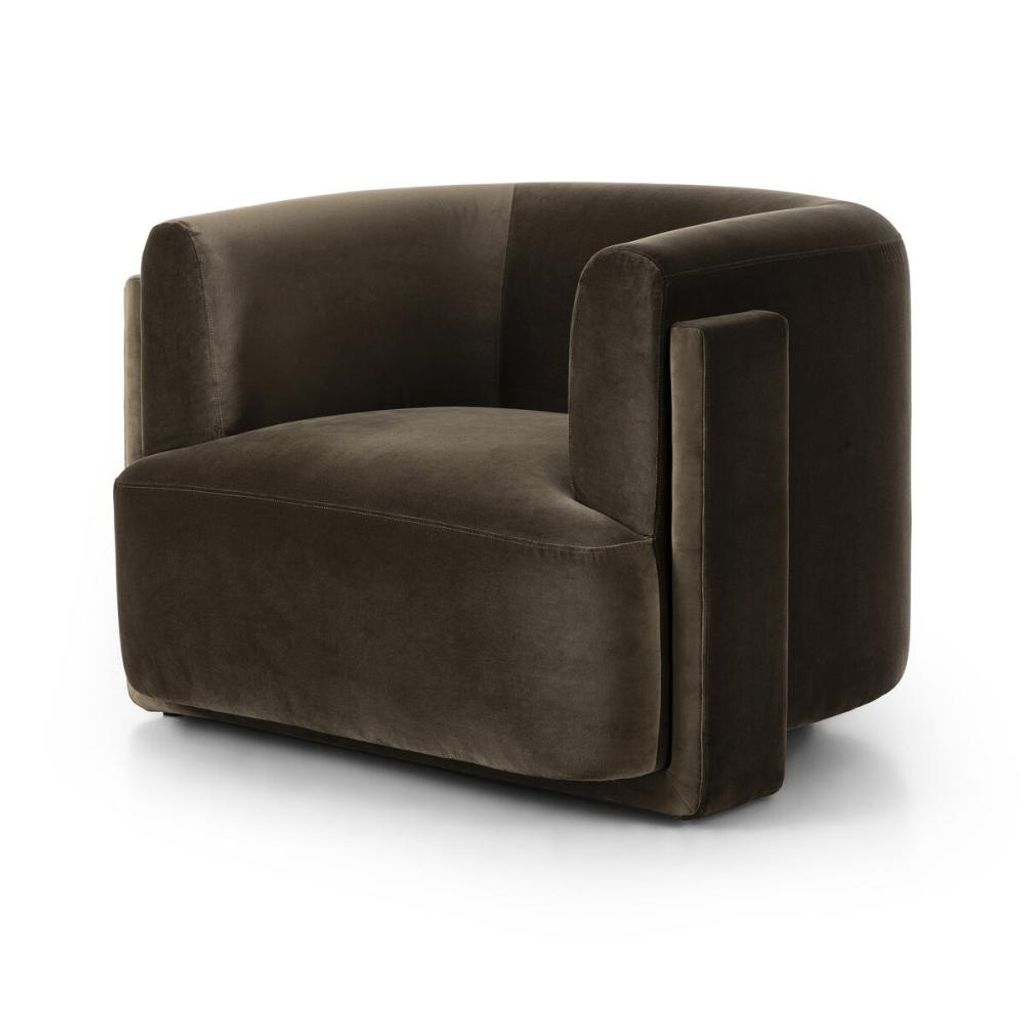 Preview image for Modern Olive Green Velvet Performance Fabric Lounge Chair